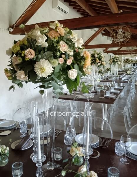 Composizione centro tavola con accessori x matrimonio